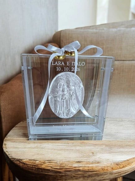 Porta Alianças de Acrílico Personalizado, Casamento, Noivos