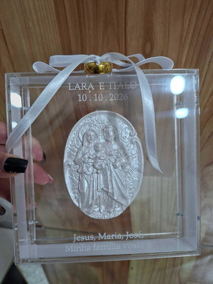 Porta Alianças de Acrílico Personalizado, Casamento, Noivos