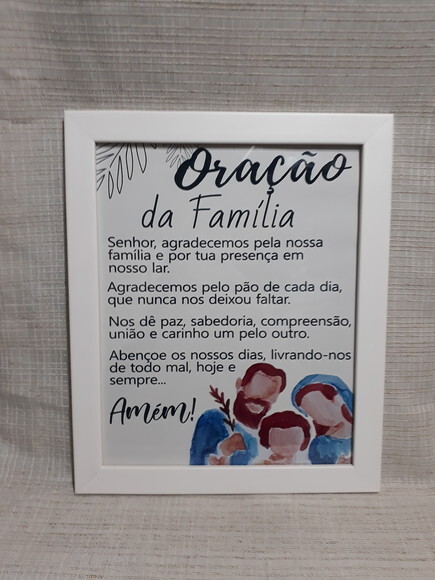 Quadro Decorativo religioso com oração da família