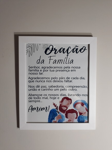 Quadro Decorativo religioso com oração da família