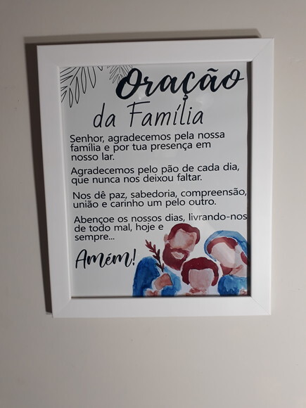 Quadro Decorativo religioso com oração da família
