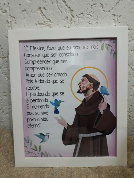 Quadro Decorativo religioso com oração de São Francisco