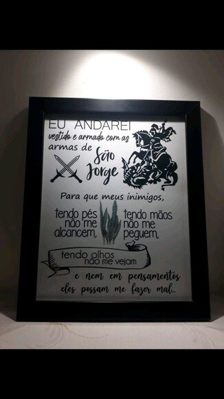 Quadro Decorativo Religioso com Oração De São Jorge