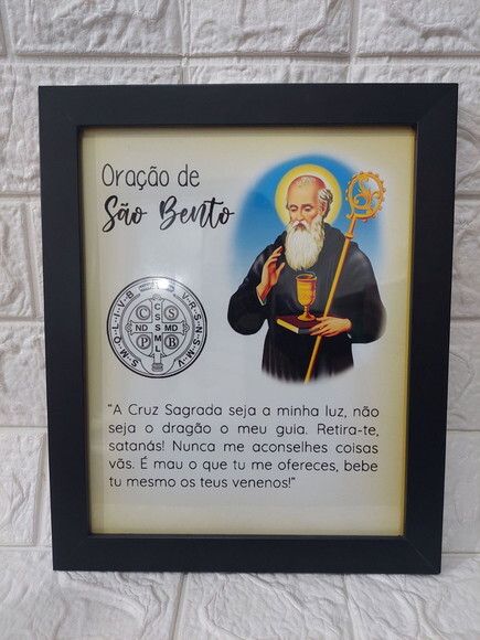 Quadro Decorativo Religioso com Oração de São Bento