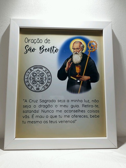 Quadro Decorativo religioso com oração de São Bento