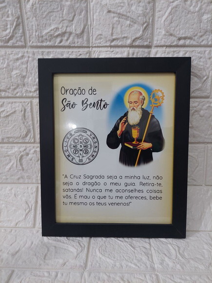 Quadro Decorativo Religioso com Oração de São Bento