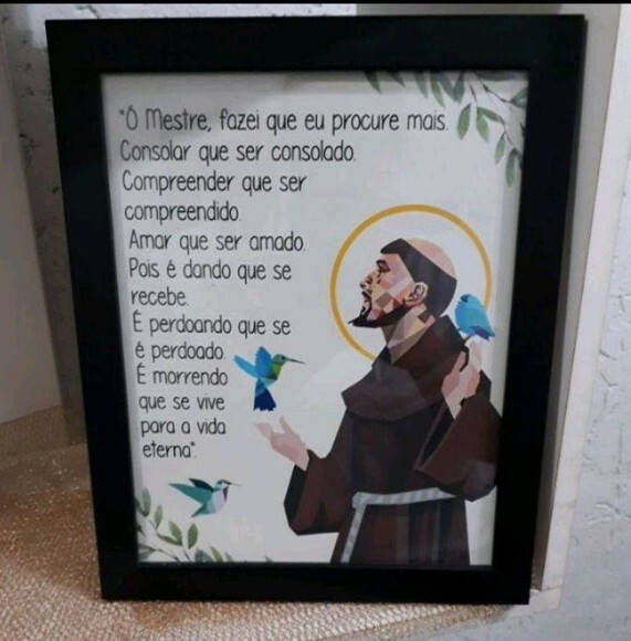 Quadro Decorativo religioso com oração de São Francisco