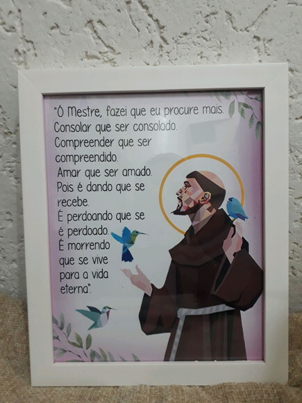 Quadro Decorativo religioso com oração de São Francisco