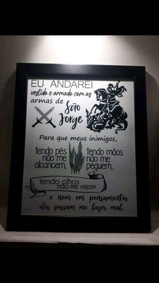 Quadro Decorativo Religioso com Oração De São Jorge