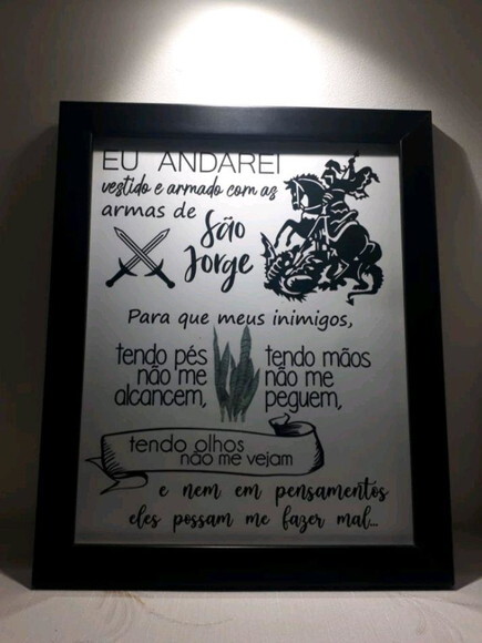 Quadro Decorativo Religioso com Oração De São Jorge
