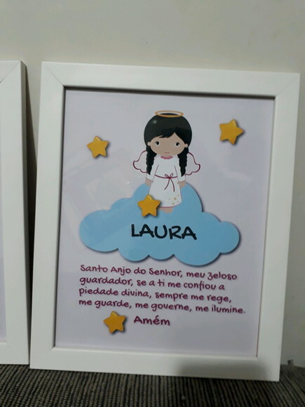 Quadro Decorativo religioso com oração Santo Anjo