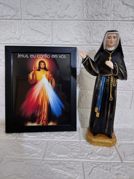 Quadro Jesus Misericordioso + Imagem de Santa Faustina