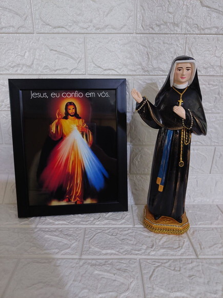 Quadro Jesus Misericordioso + Imagem de Santa Faustina