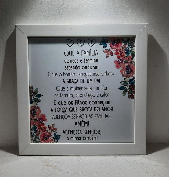 Quadro religioso com Oração pela Família