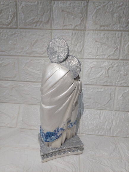 Sagrada Família 30 cm , Pintura Perolizada e Prata