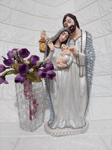 Sagrada Família de Nazaré , 30cm , Cor Prata