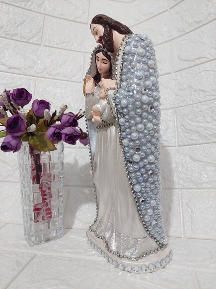 Sagrada Família de Nazaré , 30cm , Cor Prata