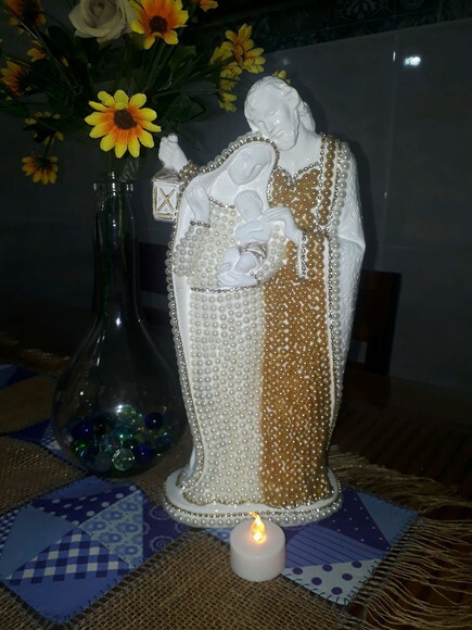 Sagrada Família de Nazaré com pérolas e strass