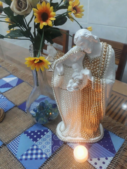 Sagrada Família de Nazaré com pérolas e strass