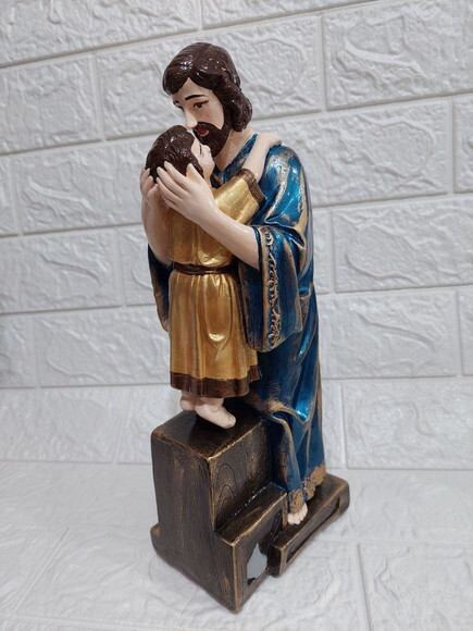 São José Afetuoso , São José Com Menino Jesus , 30cm