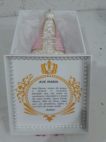 Caixa personalizada com Nossa Senhora Aparecida Baby Rosa