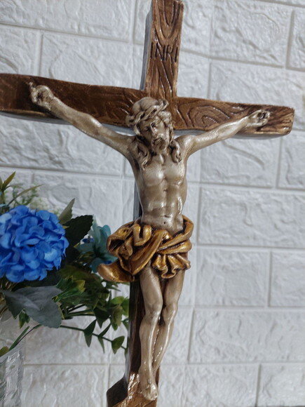 Crucifixo de Mesa , 40cm , Jesus Crucificado , Cruz
