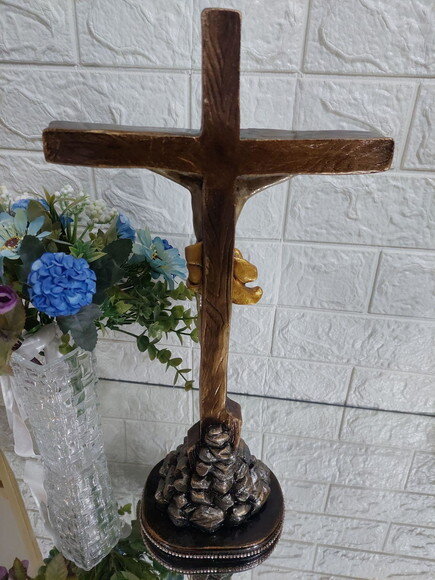 Crucifixo de Mesa , 40cm , Jesus Crucificado , Cruz