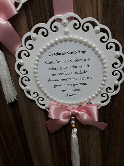 Escapulario de porta com nome e oração Santo Anjo