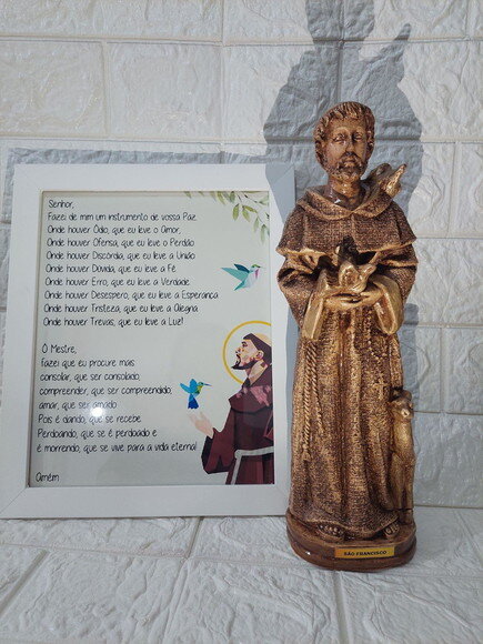 Imagem de São Francisco de Assis 30 cm + Quadro com Oração