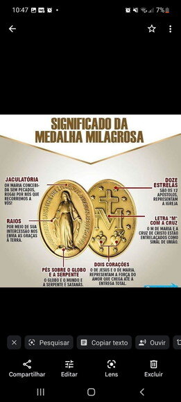 Medalha Milagrosa de Nossa Senhora das Graças, dourada