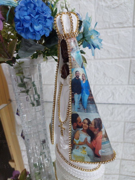 Nossa Senhora Aparecida 20 cm com Fotos da Família