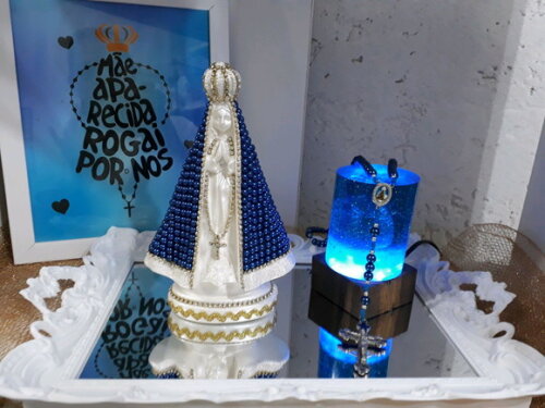 Nossa Senhora Aparecida 20 cm com pérolas