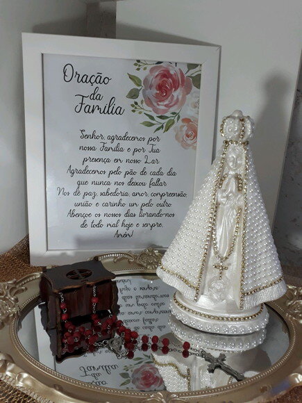 Nossa Senhora Aparecida 20 cm com pérolas