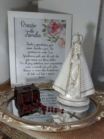 Nossa Senhora Aparecida 20 cm com pérolas
