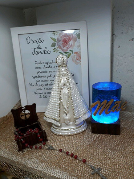 Nossa Senhora Aparecida 20 cm com pérolas