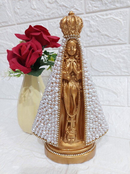 Nossa Senhora Aparecida 20 Cm Com Pérolas