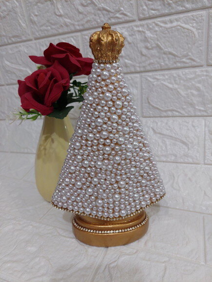 Nossa Senhora Aparecida 20 Cm Com Pérolas