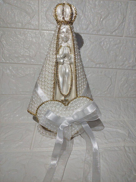 Nossa Senhora Aparecida 20cm , com Coração Porta Alianças