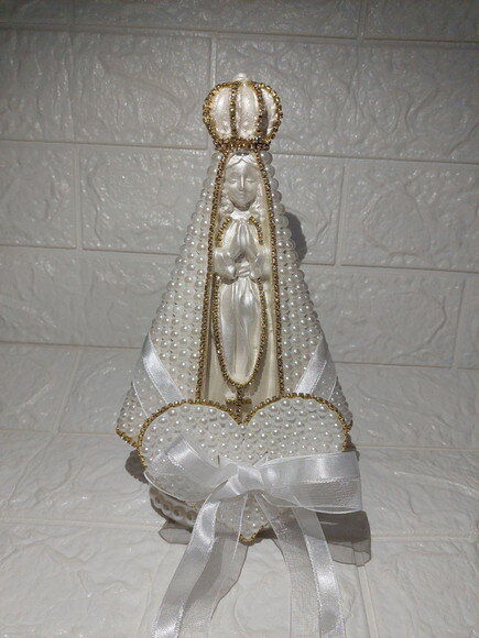 Nossa Senhora Aparecida 20cm , com Coração Porta Alianças