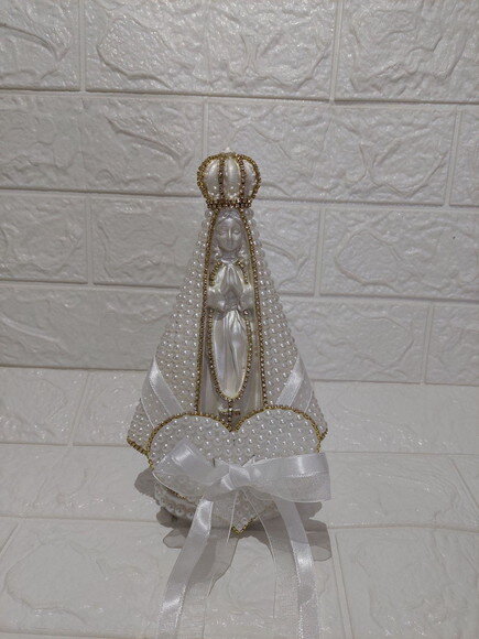 Nossa Senhora Aparecida 20cm , com Coração Porta Alianças