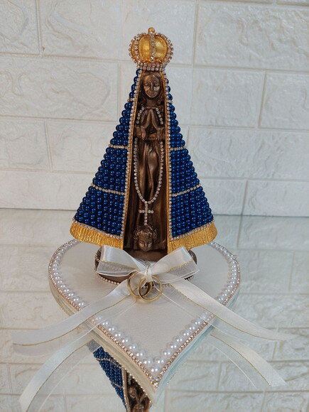Nossa Senhora Aparecida 20cm, Com Base, Porta Alianças