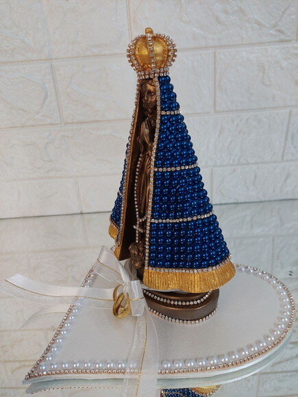 Nossa Senhora Aparecida 20cm, Com Base, Porta Alianças