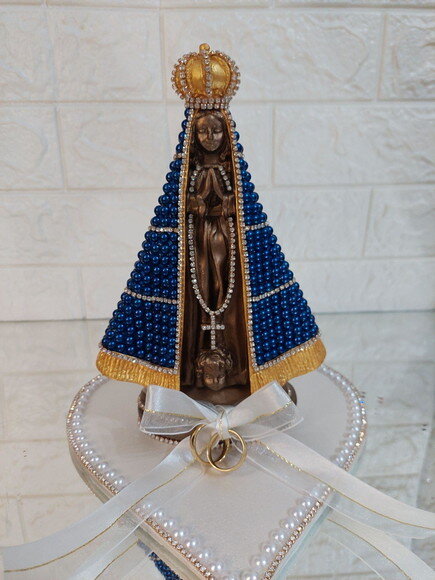 Nossa Senhora Aparecida 20cm, Com Base, Porta Alianças