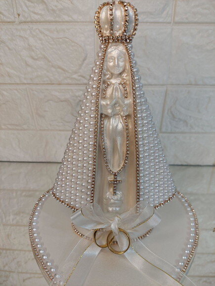Nossa Senhora Aparecida 20cm, Com Base, Porta Alianças