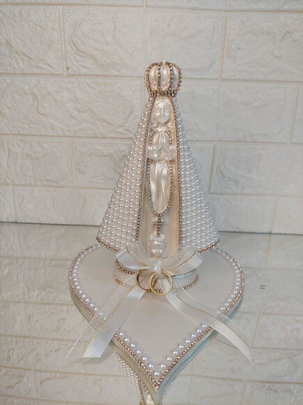 Nossa Senhora Aparecida 20cm, Com Base, Porta Alianças