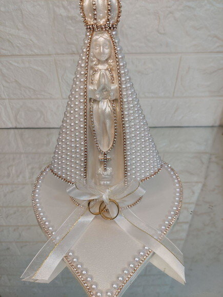 Nossa Senhora Aparecida 20cm, Com Base, Porta Alianças