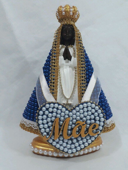 Nossa Senhora Aparecida 25 cm, com coração "Mãe"