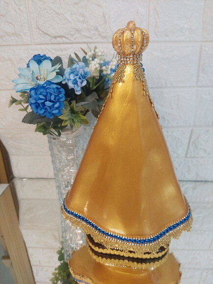Nossa Senhora Aparecida 30cm, Dourada , Bodas de Ouro
