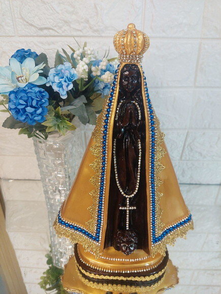 Nossa Senhora Aparecida 30cm, Dourada , Bodas de Ouro
