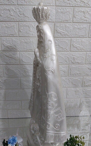 Nossa Senhora Aparecida 65cm, Perolizada, Casamento, Noiva